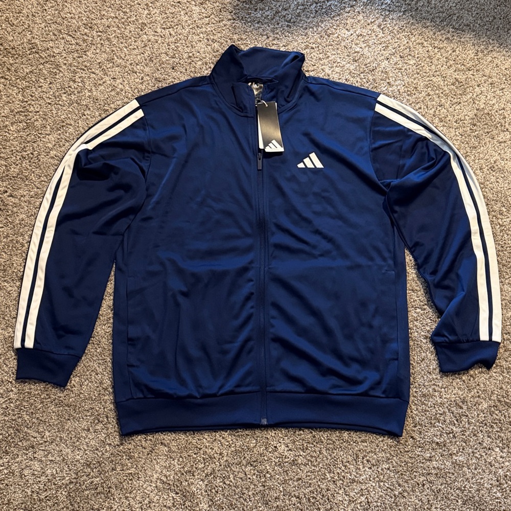 Adidas Navy tracksuit with White Stripes